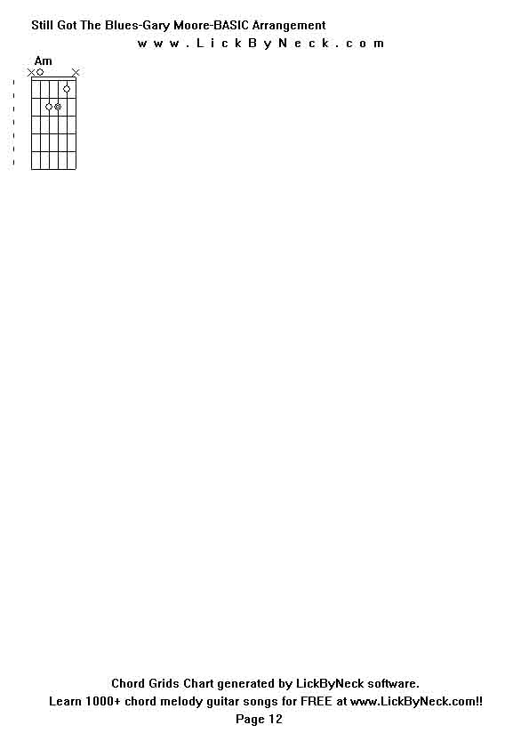 Chord Grids Chart of chord melody fingerstyle guitar song-Still Got The Blues-Gary Moore-BASIC Arrangement,generated by LickByNeck software.